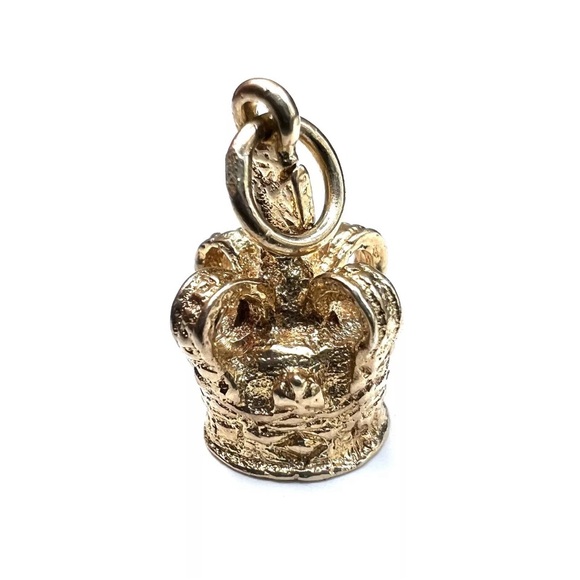 Estate Jewelry - 9K 3D Crown Vintage Queen Elizabeth, Princess, Royal, British Charm Pendant